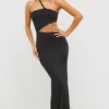 Abito lungo asimmetrico con cut-out in jersey Kalina, nero Abito lungo asimmetrico con cut-out in jersey Kalina, nero