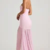Abito lungo asimmetrico senza spalline con gonna a sirena Melina in rosa tenue Abito lungo asimmetrico senza spalline con gonna a sirena Melina in rosa tenue