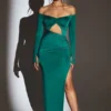 Abito lungo con cut-out Audra in verde smeraldo Abito lungo con cut-out Audra in verde smeraldo
