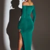 Abito lungo con cut-out Audra in verde smeraldo Abito lungo con cut-out Audra in verde smeraldo