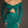 Abito lungo con cut-out Audra in verde smeraldo Abito lungo con cut-out Audra in verde smeraldo