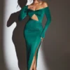 Abito lungo con cut-out Audra in verde smeraldo Abito lungo con cut-out Audra in verde smeraldo
