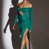 Abito lungo con cut-out Audra in verde smeraldo Abito lungo con cut-out Audra in verde smeraldo