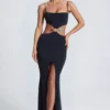 Abito lungo con cut-out e dettagli metallici Julitta in nero Abito lungo con cut-out e dettagli metallici Julitta in nero