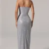 Abito lungo con fascia in vita e decorazioni La Rochette in argento Abito lungo con fascia in vita e decorazioni La Rochette in argento