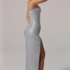 Abito lungo con fascia in vita e decorazioni La Rochette in argento Abito lungo con fascia in vita e decorazioni La Rochette in argento