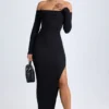 Abito lungo con spalle scoperte e schiena scoperta in modal Honora, nero Abito lungo con spalle scoperte e schiena scoperta in modal Honora, nero