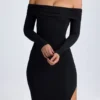Abito lungo con spalle scoperte e schiena scoperta in modal Honora, nero Abito lungo con spalle scoperte e schiena scoperta in modal Honora, nero
