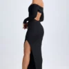 Abito lungo con spalle scoperte e schiena scoperta in modal Honora, nero Abito lungo con spalle scoperte e schiena scoperta in modal Honora, nero