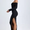 Abito lungo con spalle scoperte e schiena scoperta in modal Honora, nero Abito lungo con spalle scoperte e schiena scoperta in modal Honora, nero