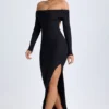 Abito lungo con spalle scoperte e schiena scoperta in modal Honora, nero Abito lungo con spalle scoperte e schiena scoperta in modal Honora, nero