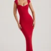 Abito lungo Dolcezza con scollo a cuore in rosso Abito lungo Dolcezza con scollo a cuore in rosso