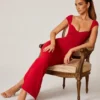 Abito lungo Dolcezza con scollo a cuore in rosso Abito lungo Dolcezza con scollo a cuore in rosso