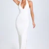 Abito lungo Elisana con scollo all’americana e bordi in pizzo, in TENCEL™ Modal, bianco Abito lungo Elisana con scollo all’americana e bordi in pizzo, in TENCEL™ Modal, bianco