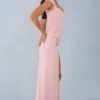 Abito lungo Elva in modal con scollo a cuore e drappeggio in vita, colore rosa cipria Abito lungo Elva in modal con scollo a cuore e drappeggio in vita, colore rosa cipria