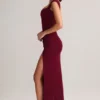 Abito lungo Elva in modal con scollo a cuore e vita arricciata, color vino Abito lungo Elva in modal con scollo a cuore e vita arricciata, color vino