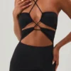 Abito lungo fino ai piedi con scollo all’americana e cut-out Oceane in nero