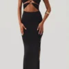 Abito lungo fino ai piedi con scollo all’americana e cut-out Oceane in nero