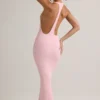 Abito lungo Imelda in modal con scollo a vogatore in rosa confetto