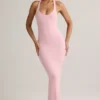 Abito lungo Imelda in modal con scollo a vogatore in rosa confetto
