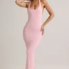 Abito lungo Imelda in modal con scollo a vogatore in rosa confetto