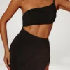 Abito lungo monospalla con cut-out Ishtar in nero Abito lungo monospalla con cut-out Ishtar in nero