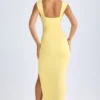 Abito lungo Sloane in modal con scollo a V e spacco sulla coscia, colore Lemon Sherbet Abito lungo Sloane in modal con scollo a V e spacco sulla coscia, colore Lemon Sherbet