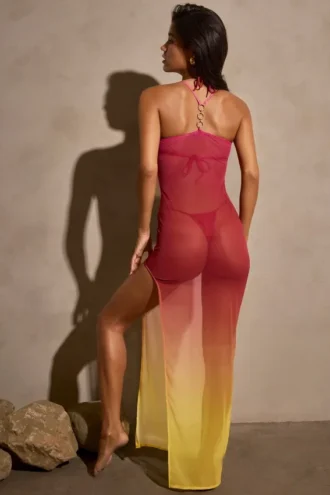Abito lungo trasparente Sorbetto in giallo multicolore