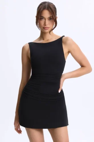 Abito micro mini A-line con ruches in modal Ione, colore nero