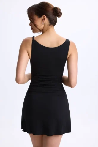 Abito micro mini A-line con ruches in modal Ione, colore nero