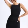 Abito micro mini A-line con ruches in modal Ione, colore nero Abito micro mini A-line con ruches in modal Ione, colore nero