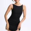 Abito micro mini A-line con ruches in modal Ione, colore nero Abito micro mini A-line con ruches in modal Ione, colore nero