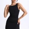 Abito micro mini A-line con ruches in modal Ione, colore nero Abito micro mini A-line con ruches in modal Ione, colore nero
