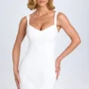 Abito micro mini Amaria con scollo a cuore in bianco