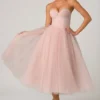 Abito midi a corpetto in tulle Cindy in rosa antico Abito midi a corpetto in tulle Cindy in rosa antico