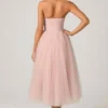 Abito midi a corpetto in tulle Cindy in rosa antico Abito midi a corpetto in tulle Cindy in rosa antico