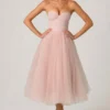 Abito midi a corpetto in tulle Cindy in rosa antico Abito midi a corpetto in tulle Cindy in rosa antico