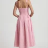 Abito midi A-line con fiocco in broderie anglaise Saidey in rosa tenue
