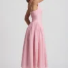 Abito midi A-line con fiocco in broderie anglaise Saidey in rosa tenue