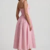 Abito midi A-line con fiocco in broderie anglaise Saidey in rosa tenue
