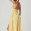 Abito midi con scollo all’americana in modal con ricamo inglese Farrah, giallo limone Abito midi con scollo all’americana in modal con ricamo inglese Farrah, giallo limone