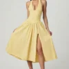 Abito midi con scollo all’americana in modal con ricamo inglese Farrah, giallo limone Abito midi con scollo all’americana in modal con ricamo inglese Farrah, giallo limone