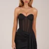 Abito mini a corsetto con allacciatura Norah Bandeau in nero Abito mini a corsetto con allacciatura Norah Bandeau in nero
