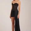 Abito mini a corsetto con allacciatura Norah Bandeau in nero Abito mini a corsetto con allacciatura Norah Bandeau in nero