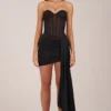 Abito mini a corsetto con allacciatura Norah Bandeau in nero Abito mini a corsetto con allacciatura Norah Bandeau in nero