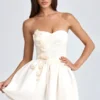 Abito mini a corsetto con applicazioni floreali Mirabelle in avorio