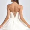 Abito mini a corsetto con applicazioni floreali Mirabelle in avorio