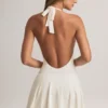 Abito mini A-line con scollo all’americana in modal Brooke, bianco Abito mini A-line con scollo all’americana in modal Brooke, bianco