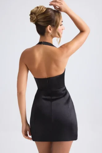 Abito mini a tulipano strutturato con scollo all’americana Harmonia in nero