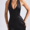 Abito mini a tulipano strutturato con scollo all’americana Harmonia in nero